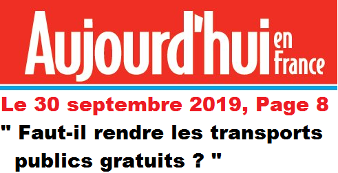 Faut il rendre les transports publics gratuits